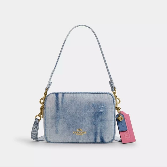 Coach Handbags - NWT Coach Carey Crossbody Bag In Loved Denim With Charms Light Indigo CEK67 RARE